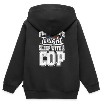 Sentez-vous en sécurité ce soir Dormez avec un flic – Police - Sweat Premium à capuche zippé enfant bio - noir - Dos - AI Model Kid Male (0cm)