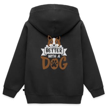 better with a dog - Kids Premium Organic Zip-up Hoodie - black - Back - AI Model Kid Male (0cm)