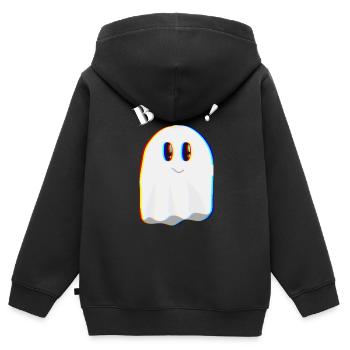 Fantôme Halloween Boo - Sweat Premium à capuche zippé enfant bio - noir - Dos - AI Model Kid Male (0cm)