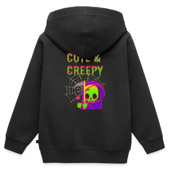 Drôle et mignon Halloween Design / Tshirt - Sweat Premium à capuche zippé enfant bio - noir - Dos - AI Model Kid Male (0cm)