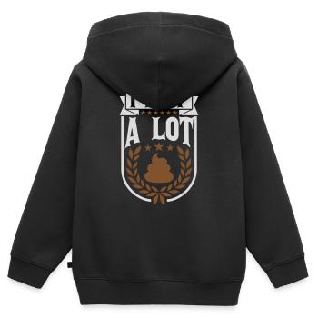Je fais beaucoup caca - Sweat Premium à capuche zippé enfant bio - noir - Dos - AI Model Kid Male (0cm)