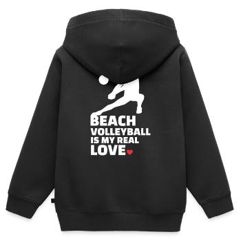 Ich Liebe Strandvolleyball Stylish Beach - Kinder Premium Organic Zip Hoodie - Schwarz - Hinten - AI Model Kid Male (0cm)