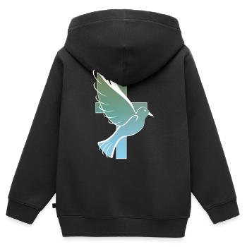 Colombe - Sweat Premium à capuche zippé enfant bio - noir - Dos - AI Model Kid Male (0cm)