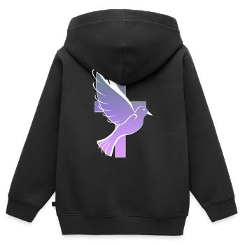 Colombe - Sweat Premium à capuche zippé enfant bio - noir - Dos - AI Model Kid Male (0cm)