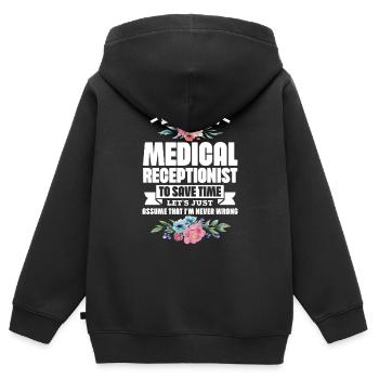 Préposé à la réception médicale - Medical Joke Hospital - Sweat Premium à capuche zippé enfant bio - noir - Dos - AI Model Kid Male (0cm)