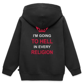 Aller en enfer - Sweat Premium à capuche zippé enfant bio - noir - Dos - AI Model Kid Male (0cm)
