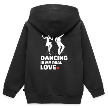 Ich Liebe Es Zu Tanzen - Kinder Premium Organic Zip Hoodie - Schwarz - Hinten - AI Model Kid Male (0cm)