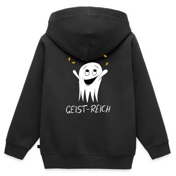 Geistreich Geist reich - reicher Geist Gespenst - Kinder Premium Organic Zip Hoodie - Schwarz - Hinten - AI Model Kid Male (0cm)