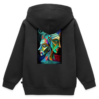 Metamorohosis of two individual faces - Kids Premium Organic Zip-up Hoodie - black - Back - AI Model Kid Male (0cm)