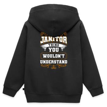 Handwerker Beruf Hausverwalter Reiniger - Kinder Premium Organic Zip Hoodie - Schwarz - Hinten - AI Model Kid Male (0cm)