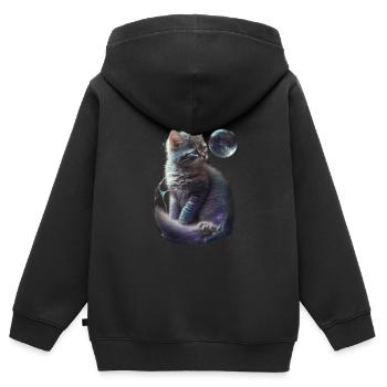 kitten Katze Animal - Kinder Premium Organic Zip Hoodie - Schwarz - Hinten - AI Model Kid Male (0cm)