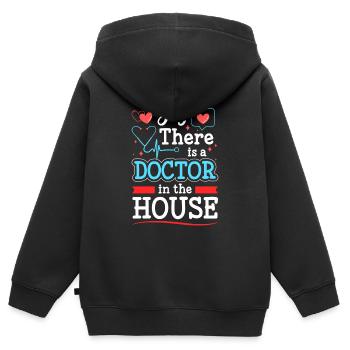 Doktor Student Schmerz - Kinder Premium Organic Zip Hoodie - Schwarz - Hinten - AI Model Kid Male (0cm)