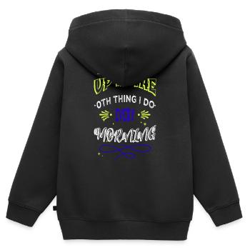 Déclaration de l’informatique informatique - Sweat Premium à capuche zippé enfant bio - noir - Dos - AI Model Kid Male (0cm)