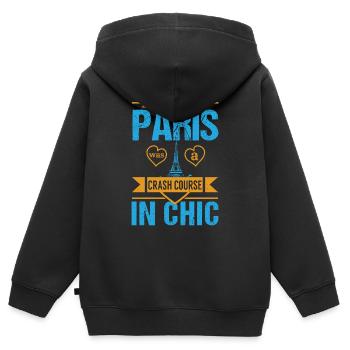 LIVING IN PARIS WAS A CRASH COURSE IN CHIC - Kids Premium Organic Zip-up Hoodie - black - Back - AI Model Kid Male (0cm)