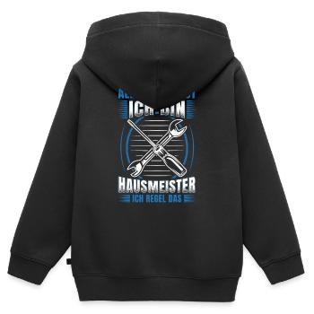 Haustechniker Alles wird gut ich bin Hausmeister - Kinder Premium Organic Zip Hoodie - Schwarz - Hinten - AI Model Kid Male (0cm)