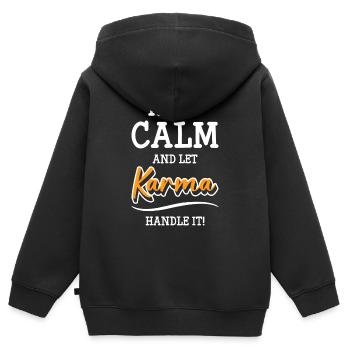 Attitude karma - Sweat Premium à capuche zippé enfant bio - noir - Dos - AI Model Kid Male (0cm)
