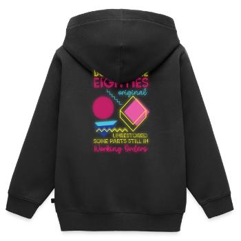 80er Old School Mottoparty Achtziger - Kinder Premium Organic Zip Hoodie - Schwarz - Hinten - AI Model Kid Male (0cm)