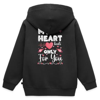 Romantisch Herz Partner - Kinder Premium Organic Zip Hoodie - Schwarz - Hinten - AI Model Kid Male (0cm)
