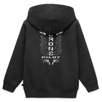 Drone Drones Drone Flight Drone Pilot - Sweat Premium à capuche zippé enfant bio - noir - Dos - AI Model Kid Male (0cm)