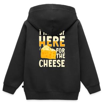 Käseliebhaber Cheddar Gouda Käsekuchen - Kinder Premium Organic Zip Hoodie - Schwarz - Hinten - AI Model Kid Male (0cm)