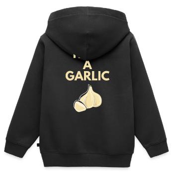 HUG A GARLIC - Kids Premium Organic Zip-up Hoodie - black - Back - AI Model Kid Male (0cm)