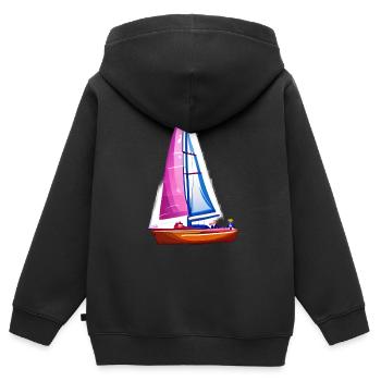 Segelsport Segeln Segelboot Segler Segelschiff - Kinder Premium Organic Zip Hoodie - Schwarz - Hinten - AI Model Kid Male (0cm)