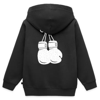 Boxhandschuhe weiß - Kinder Premium Organic Zip Hoodie - Schwarz - Hinten - AI Model Kid Male (0cm)
