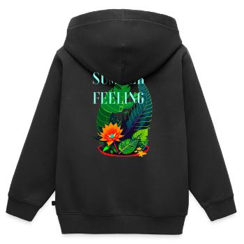 SENSATION D’ÉTÉ - Sweat Premium à capuche zippé enfant bio - noir - Dos - AI Model Kid Male (0cm)