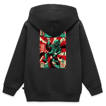 Wassersport - Kinder Premium Organic Zip Hoodie - Schwarz - Hinten - AI Model Kid Male (0cm)