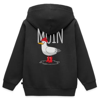Moin Möwe - Kinder Premium Organic Zip Hoodie - Schwarz - Hinten - AI Model Kid Male (0cm)