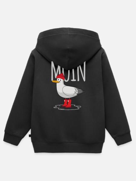 Moin Möwe - Kinder Premium Organic Zip Hoodie - Schwarz