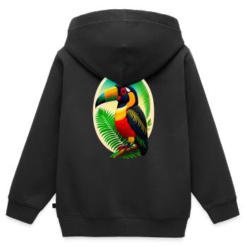 Tucan - Sweat Premium à capuche zippé enfant bio - noir - Dos - AI Model Kid Male (0cm)