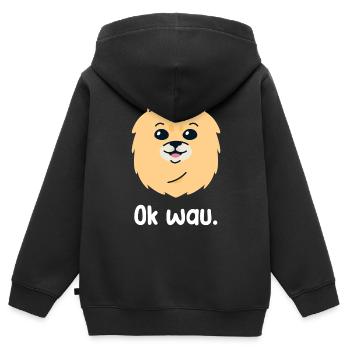 Ok wau mit Pomeranian Hundeliebhaber - Kinder Premium Organic Zip Hoodie - Schwarz - Hinten - AI Model Kid Male (0cm)