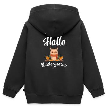 süßes Eulen Design mit Herbstmotiven - Kinder Premium Organic Zip Hoodie - Schwarz - Hinten - AI Model Kid Male (0cm)