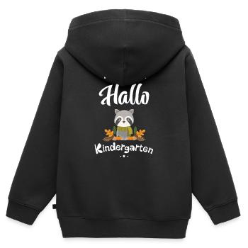 niedliches Waschbär Design mit Herbstmotiven - Kinder Premium Organic Zip Hoodie - Schwarz - Hinten - AI Model Kid Male (0cm)