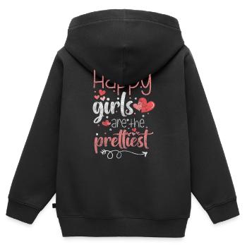 Bonheur Optimisme Porte-bonheur - Sweat Premium à capuche zippé enfant bio - noir - Dos - AI Model Kid Male (0cm)