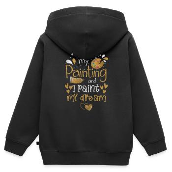 Peintre Peinture Métiers de couleur - Sweat Premium à capuche zippé enfant bio - noir - Dos - AI Model Kid Male (0cm)