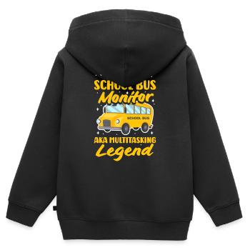 Proud school monitor aka multitasking legend - Kinder Premium Organic Zip Hoodie - Schwarz - Hinten - AI Model Kid Male (0cm)