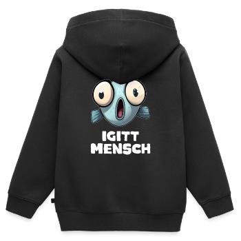 igitt mensch - Kinder Premium Organic Zip Hoodie - Schwarz - Hinten - AI Model Kid Male (0cm)