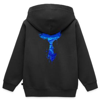 Walflosse, Flosse,wal, Walfisch, Graffiti - Kinder Premium Organic Zip Hoodie - Schwarz - Hinten - AI Model Kid Male (0cm)