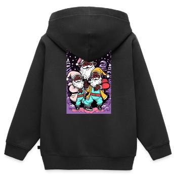 Afro Weihnachtsmann - Traditionen brechen - Kinder Premium Organic Zip Hoodie - Schwarz - Hinten - AI Model Kid Male (0cm)