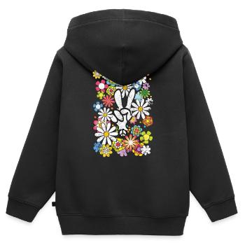 Bonne journée! (aspect usé) - Sweat Premium à capuche zippé enfant bio - noir - Dos - AI Model Kid Male (0cm)