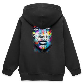 Graffiti Street Art Spray Vintage Schablone Retro - Kinder Premium Organic Zip Hoodie - Schwarz - Hinten - AI Model Kid Male (0cm)