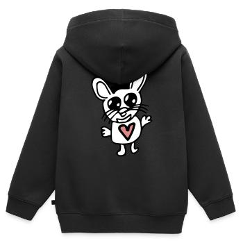 Fröhliche rdl Maus mit Herz Shirt - Kinder Premium Organic Zip Hoodie - Schwarz - Hinten - AI Model Kid Male (0cm)