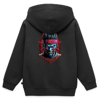 guerrier samourai - japon - demon - Sweat Premium à capuche zippé enfant bio - noir - Dos - AI Model Kid Male (0cm)