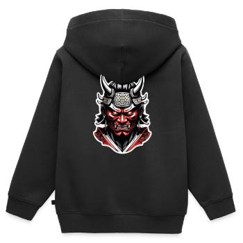 Samurai-Krieger - Japan - Dämon - Kinder Premium Organic Zip Hoodie - Schwarz - Hinten - AI Model Kid Male (0cm)