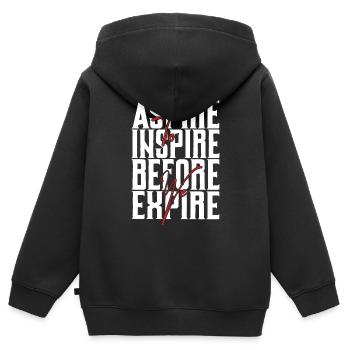 Aspire Avant d’expirer blanc - Sweat Premium à capuche zippé enfant bio - noir - Dos - AI Model Kid Male (0cm)