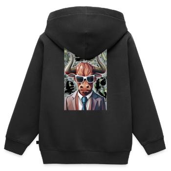 Bull Buisness - Kinder Premium Organic Zip Hoodie - Schwarz - Hinten - AI Model Kid Male (0cm)