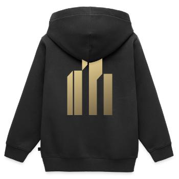 Logo de gratte-ciel - Sweat Premium à capuche zippé enfant bio - noir - Dos - AI Model Kid Male (0cm)