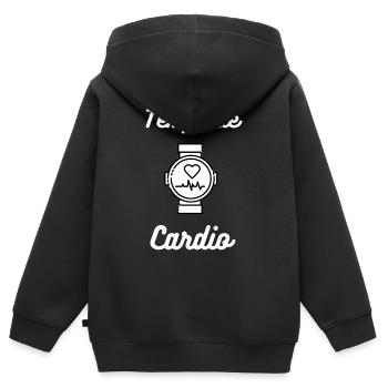 Temps de cardio : Cardio time - Sweat Premium à capuche zippé enfant bio - noir - Dos - AI Model Kid Male (0cm)